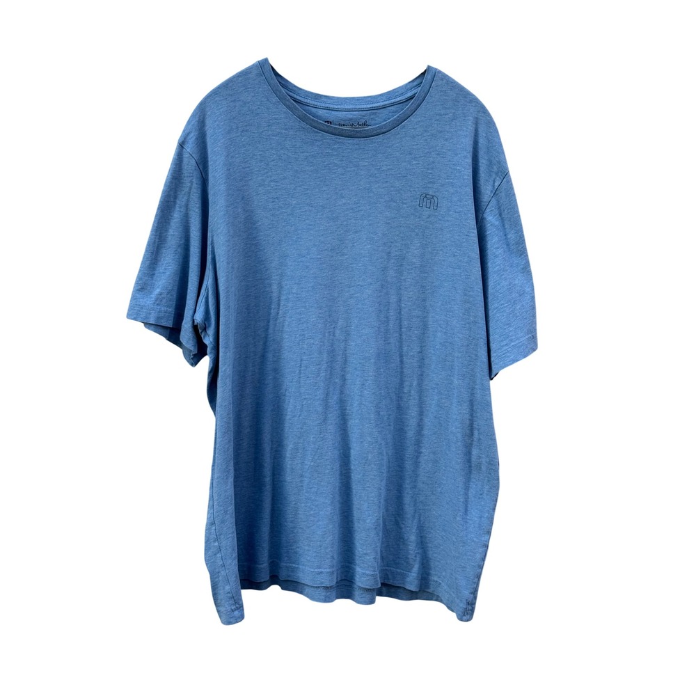 Travis Mathew T-Shirt Mens XL Blue Good Graphic Palm Tree Short Sleeve Tee